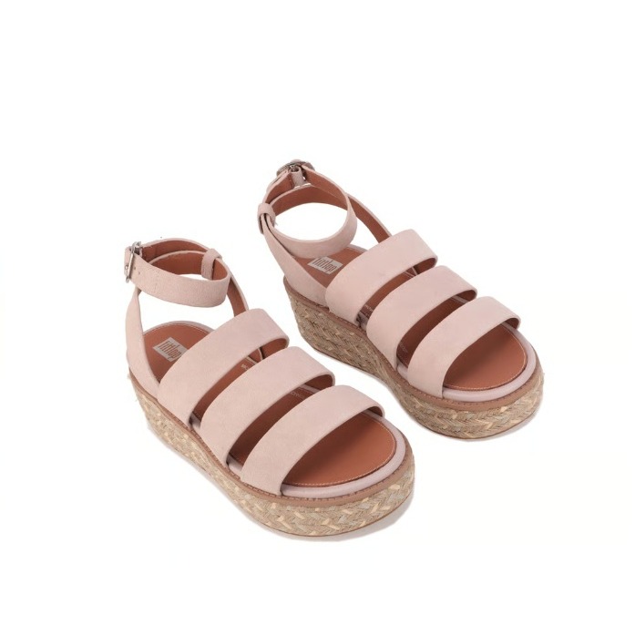 Womens Fitflop Sz 10 Soft Lilac Suede Eloise Strappy Espadrille Wedge Sandals